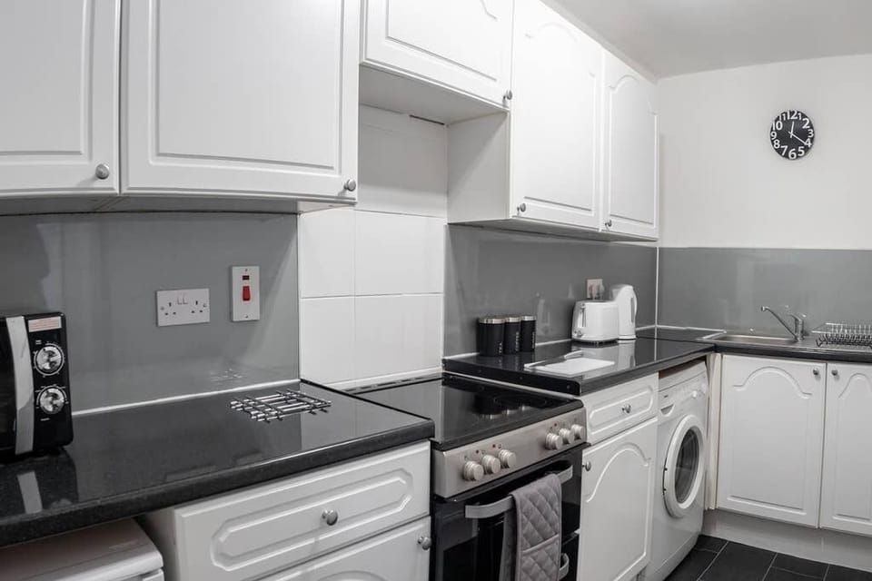 Bright, separate kitchen