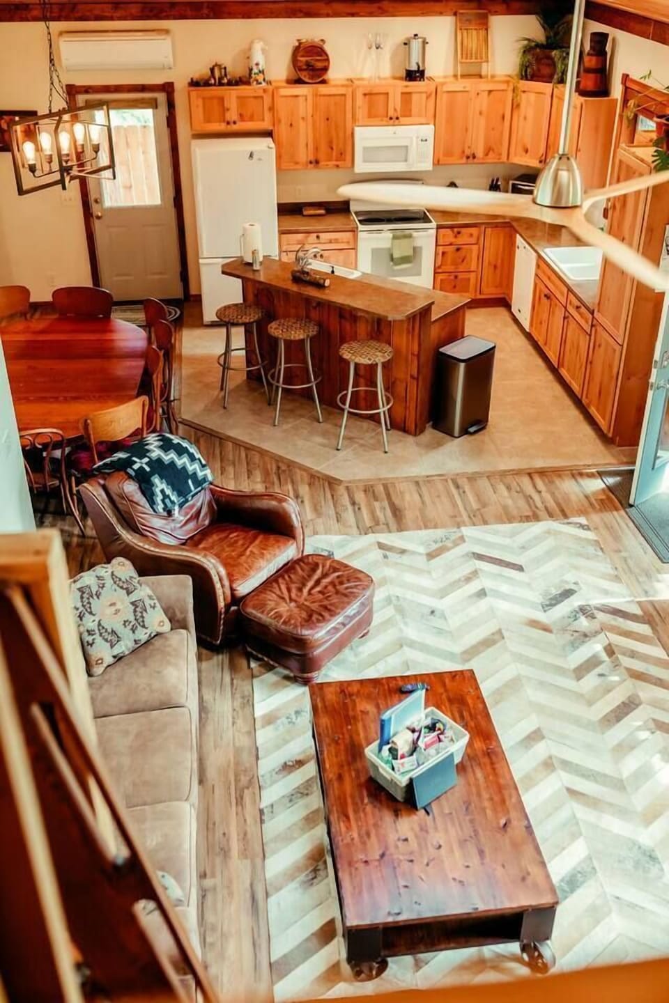 Looking down from loft main house