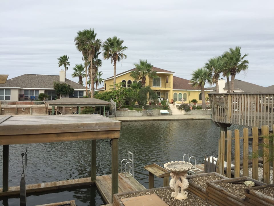 view of the canal from the patio