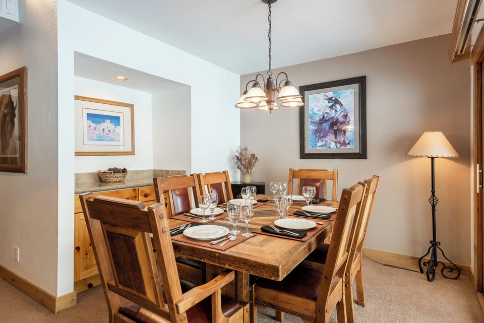 Snow Flower 74 offers a dining table with seating for 6 guests.