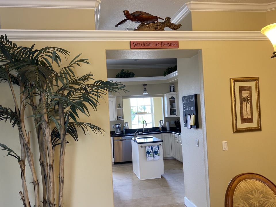 View of kitchen from dining room