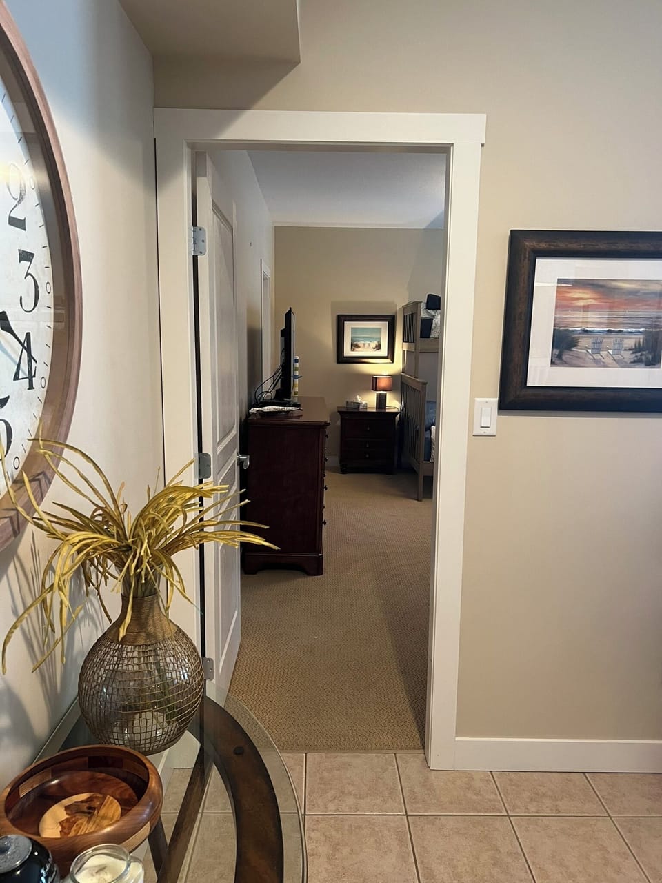View into bunk room from living room