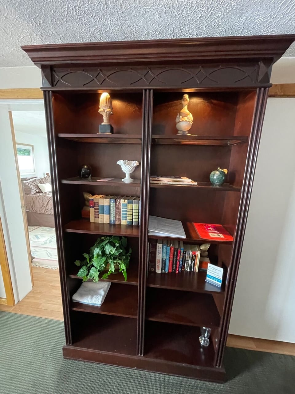 Living Room Bookshelf. 
Spa key and unit information will be located here.