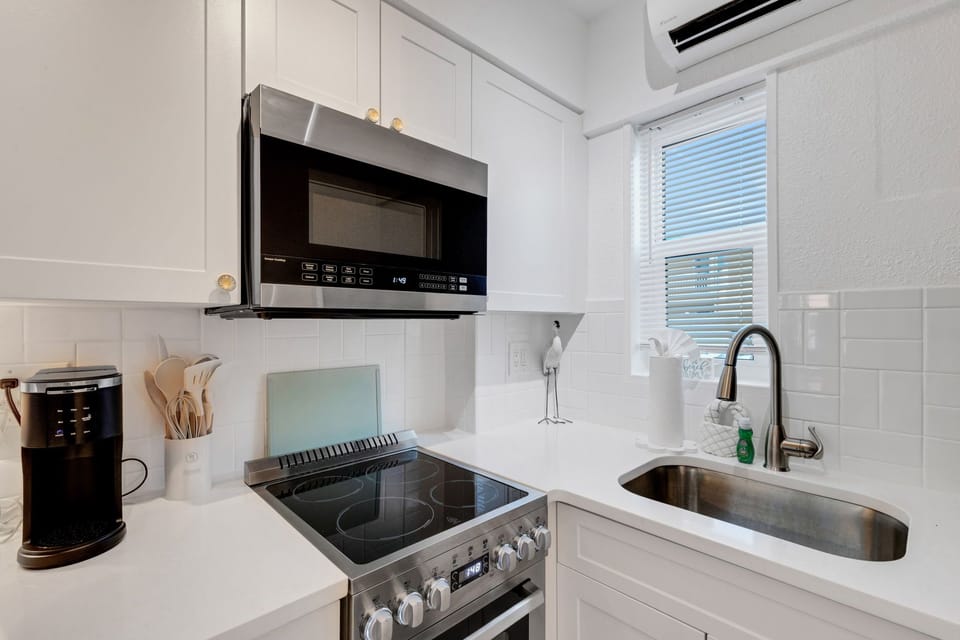 Fully equipped with stainless appliances for cooking real meals