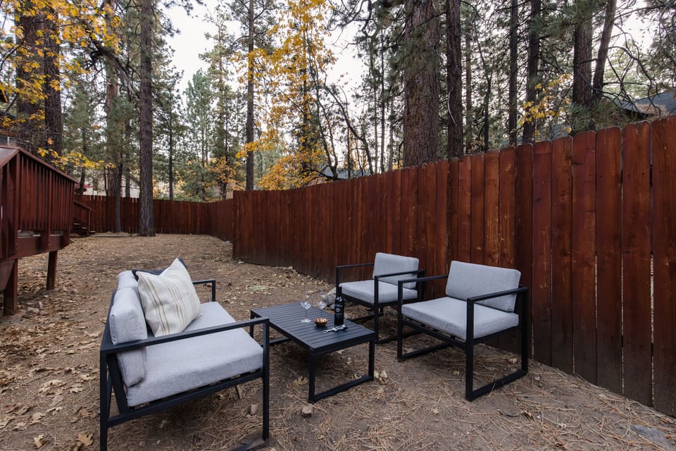 A spacious backyard that connects the two.
