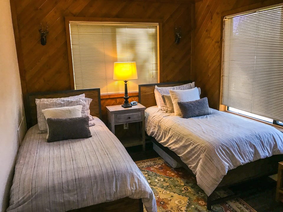 The twin beds can be pushed together to make king. 