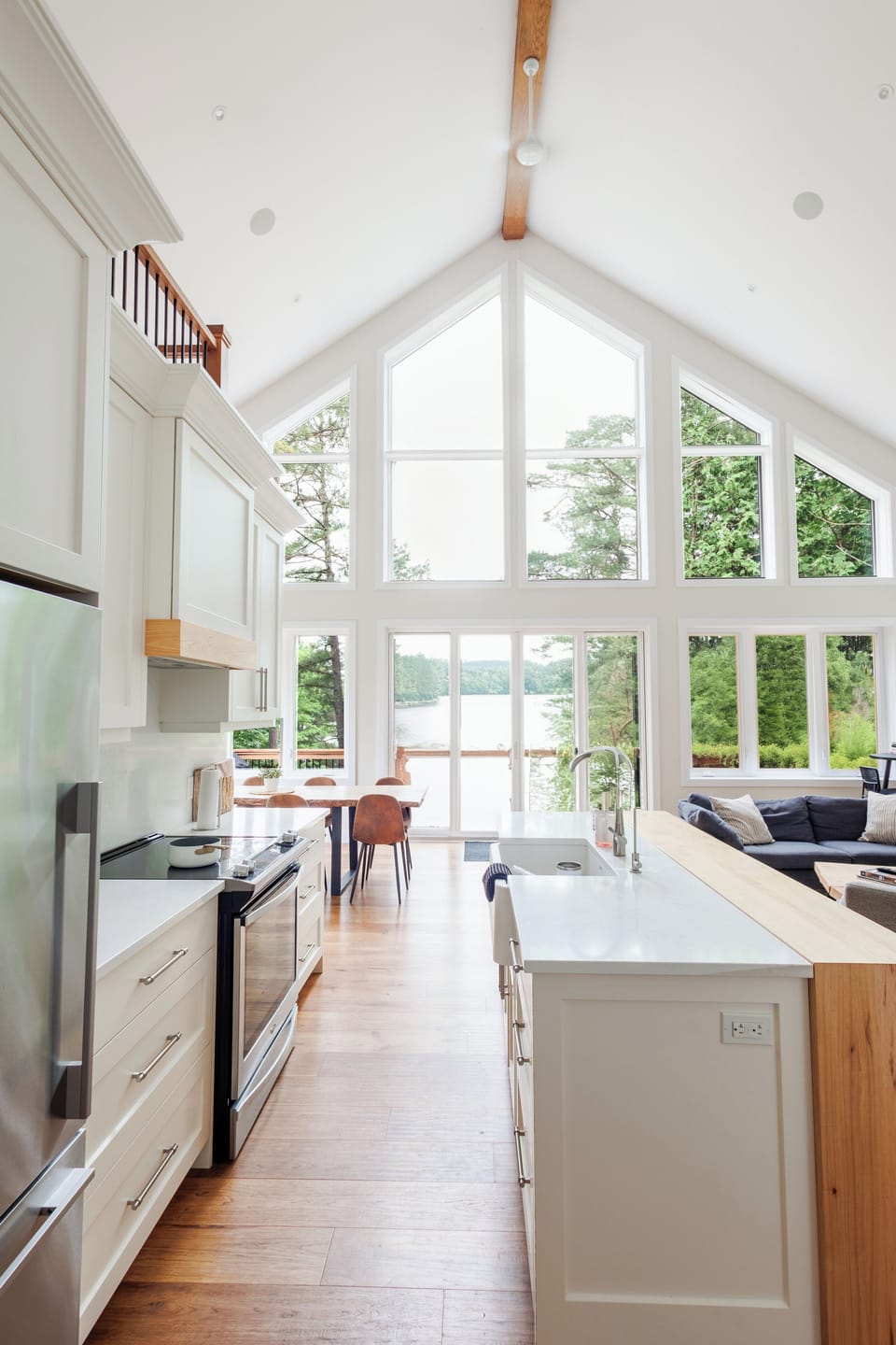 Window wall views of the lake.