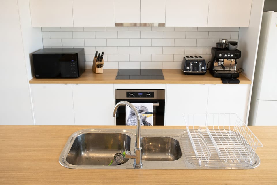 A well-appointment kitchen, complete with coffee machine!