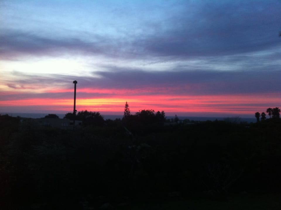 Sunset view from upstairs bedroom balconies.