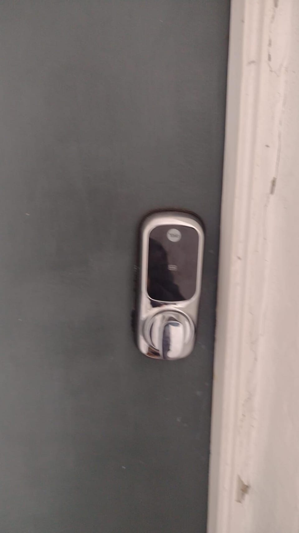 Place your palm on black keypad to wake it, type the Entry Code given to you