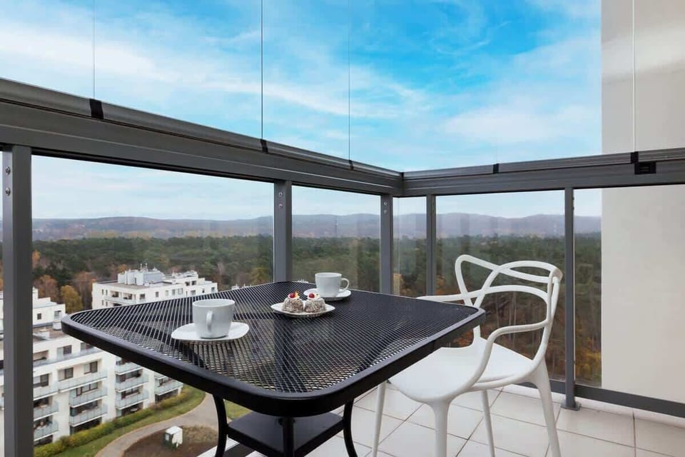 View from the apartment of the surrounding area. 