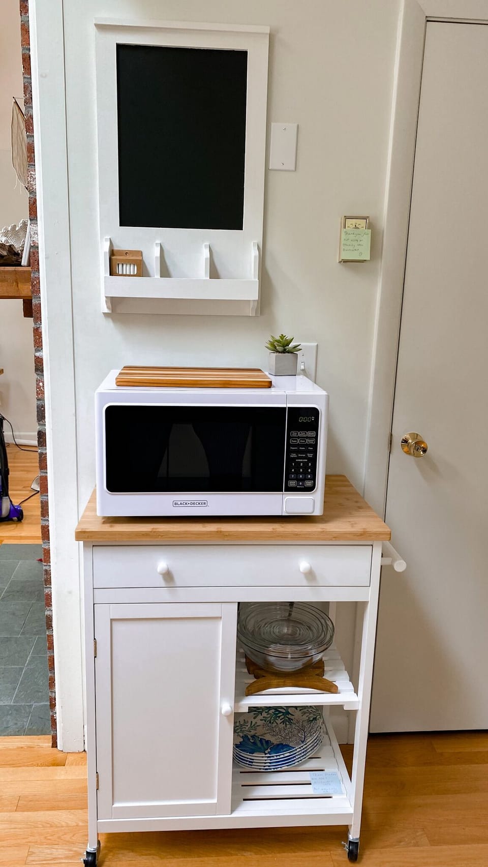 New Microwave butcher block cabinet