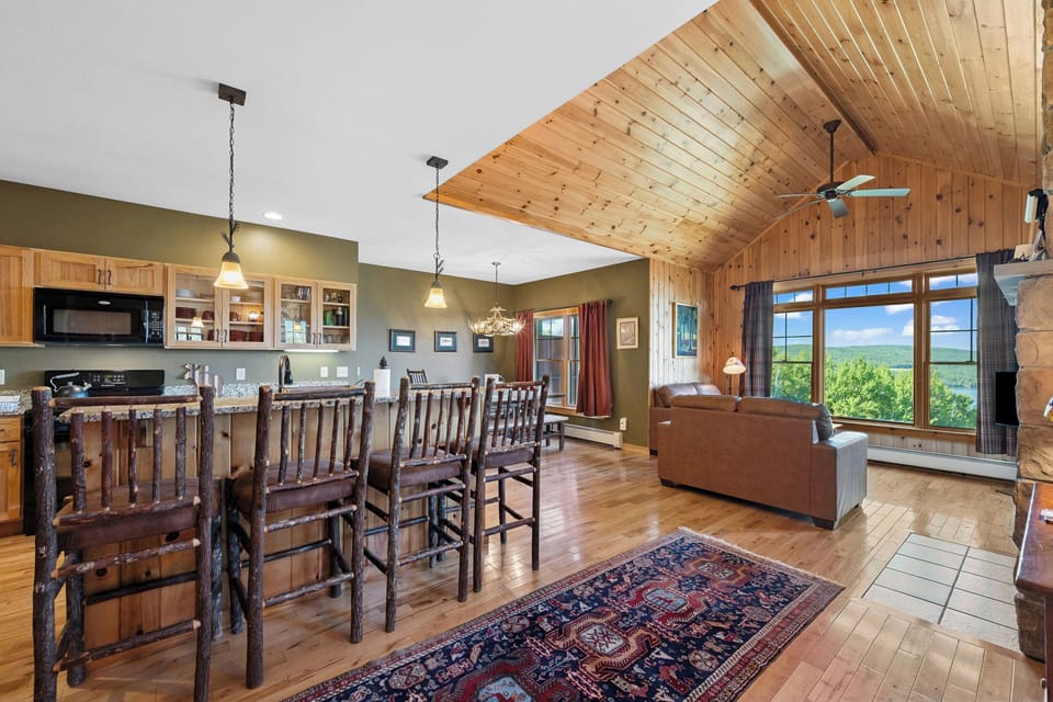 Kitchen, living, and dining area