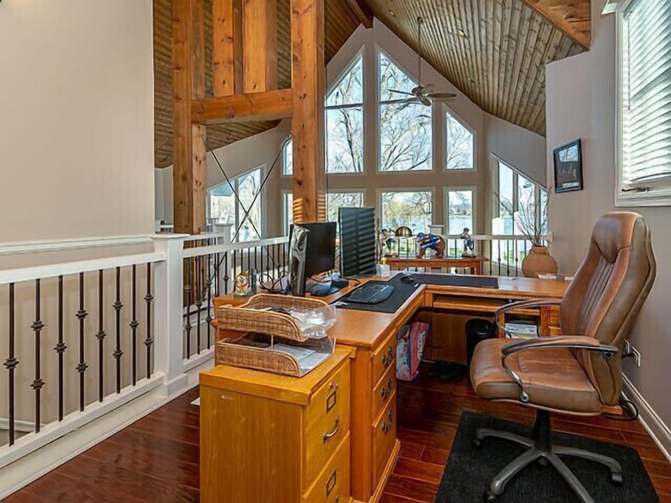Office with a great view of lake. 
