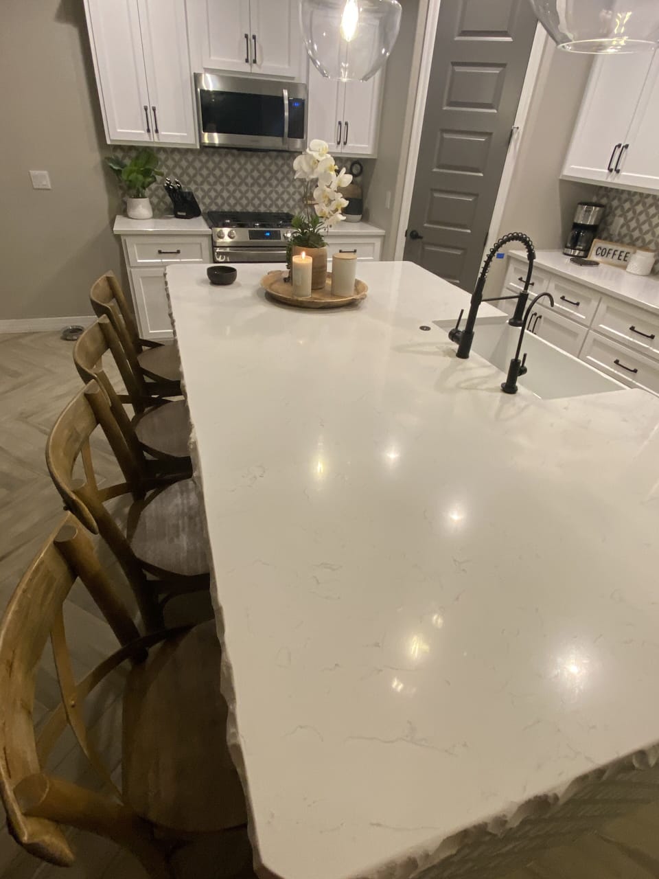 Barstools at island