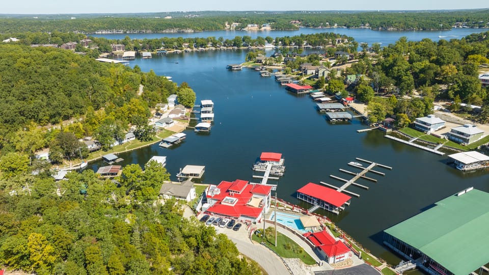 View of cove from Red Heads Restaurant towards the house