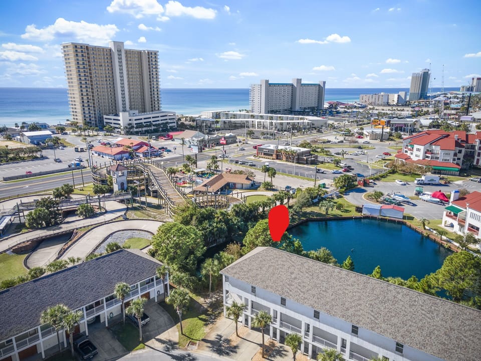We are the red dot....a 4 minute walk from the white sandy beaches!