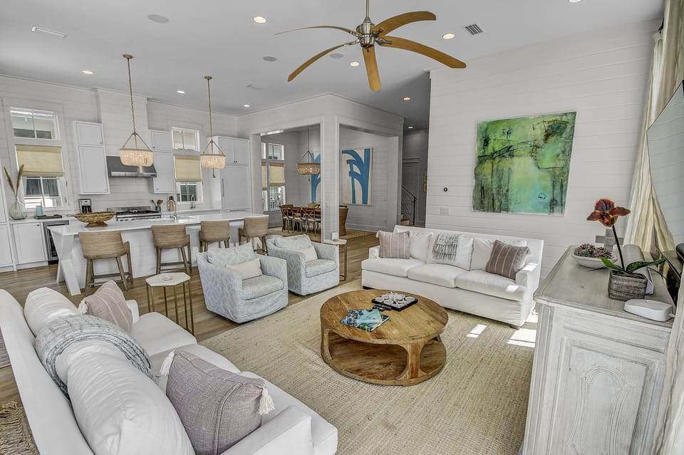 Views of the Kitchen, Dinning Table, and Living Room