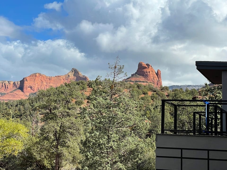 Enjoy a Sedona sunrise at our rooftop 360 view deck with unending red rock views
