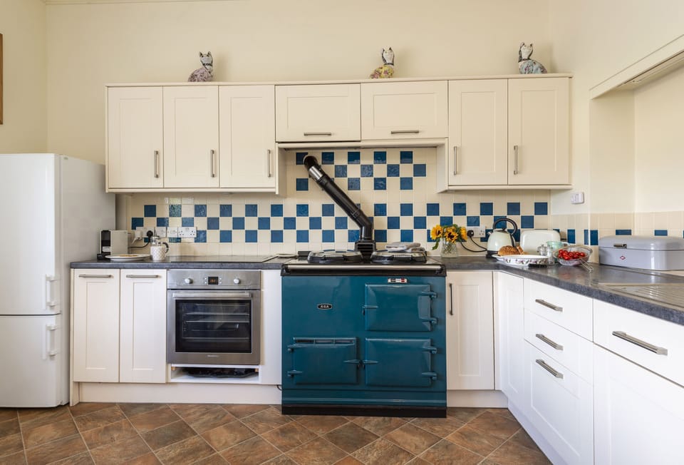The Garden House ground floor:  The well-equipped kitchen with Aga