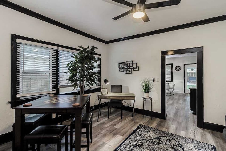 Game room and work area to relax and play a game of chess or sit at the desk and work or study while enjoying the peaceful setting.  There is also a sleeper sofa in this room with a memory foam mattress. 