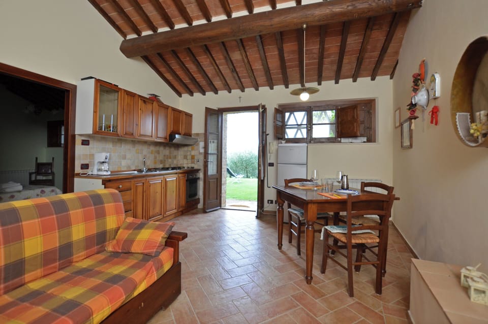 Dining area with kitchenette and sofa bed