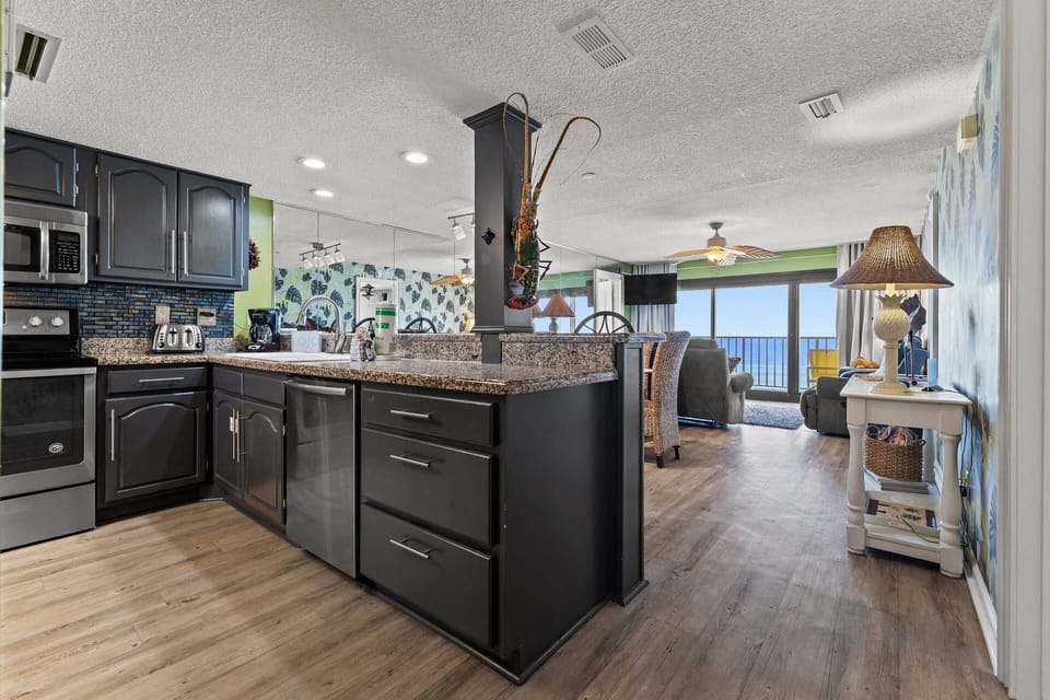 Bright open spaces for cooking and dining.