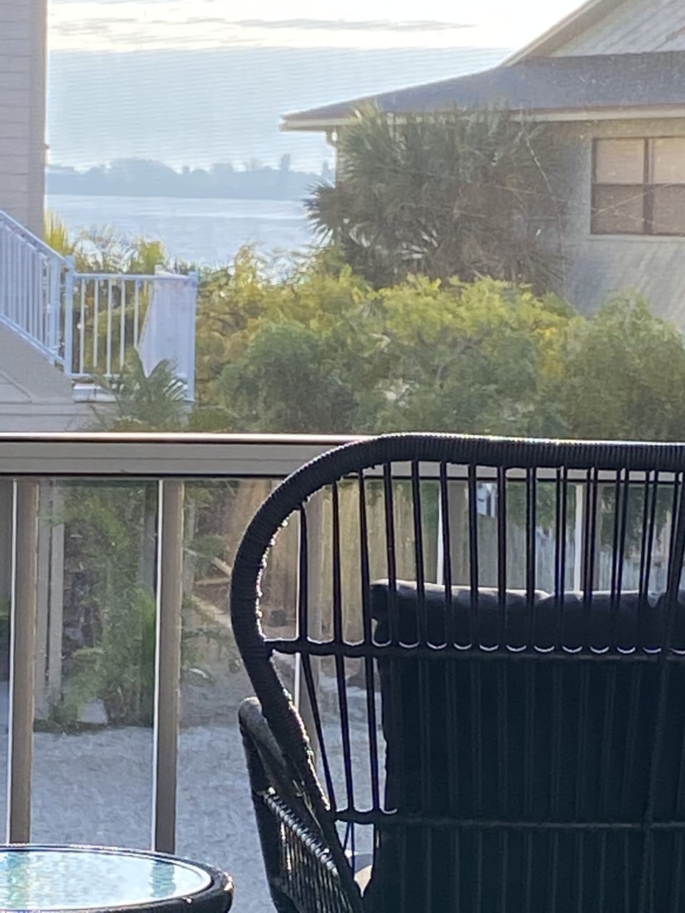 Screened in porch with peak-a-boo views of Lemon Bay. 