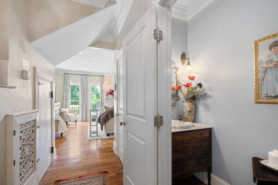 Guest bath leading into the living room