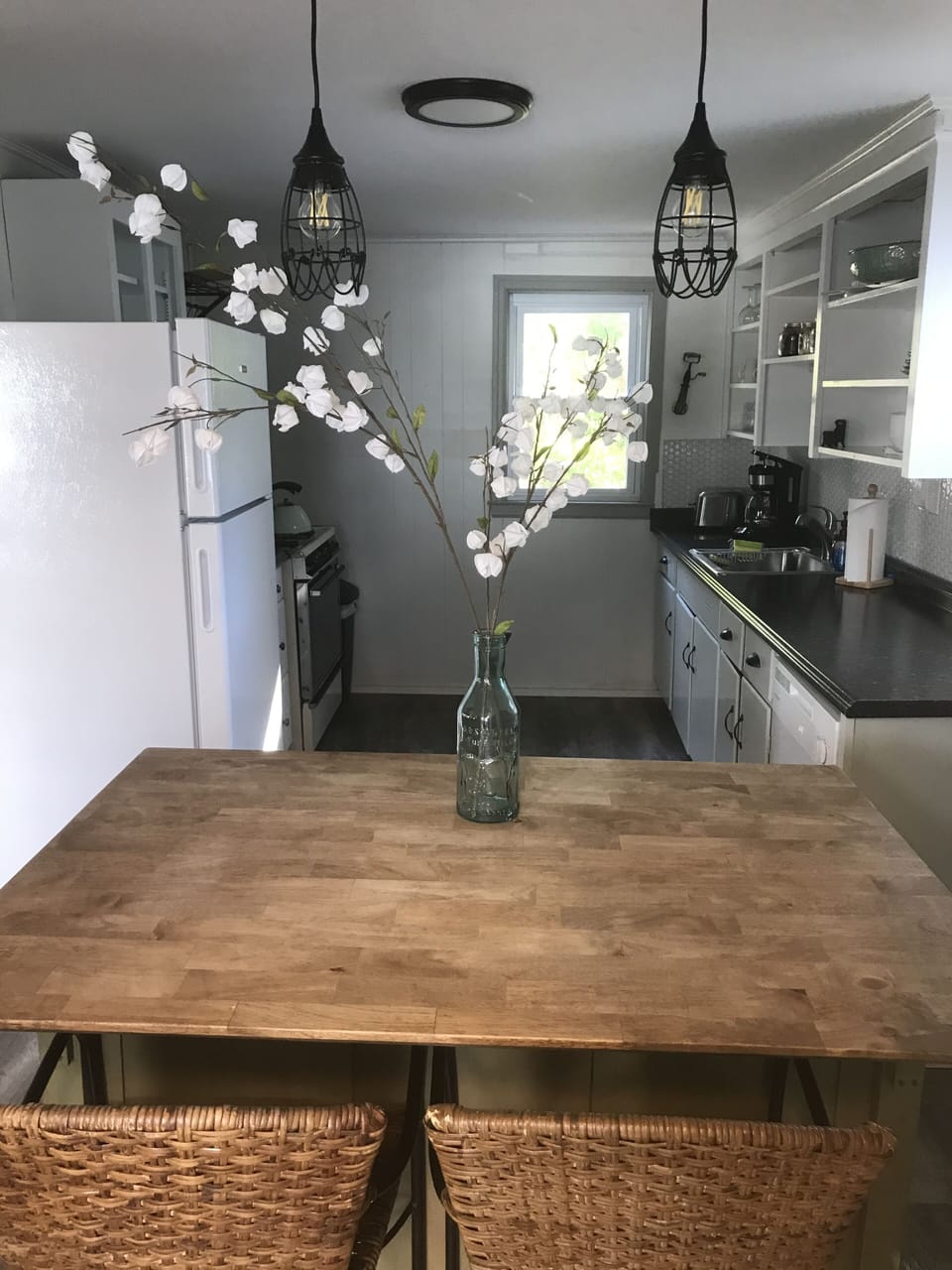 Well equipped and stocked kitchen including island. Coffee and tea provided. 