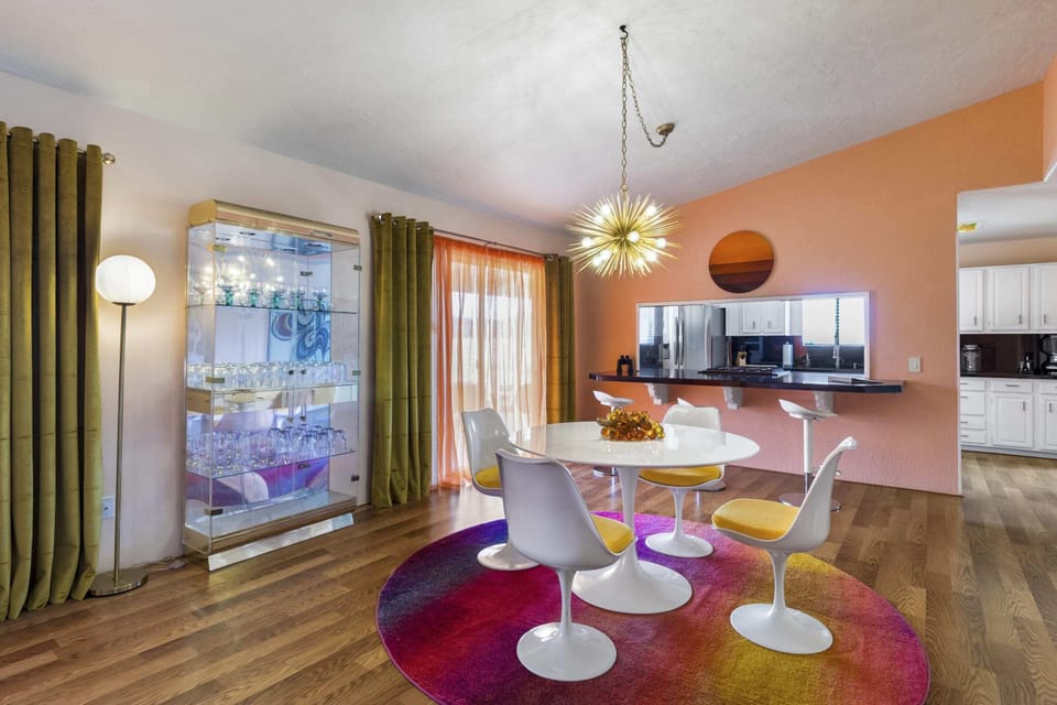 Every detail has been carefully curated to complete your disco daydream right down to the smashing 60’s liquor cabinet.