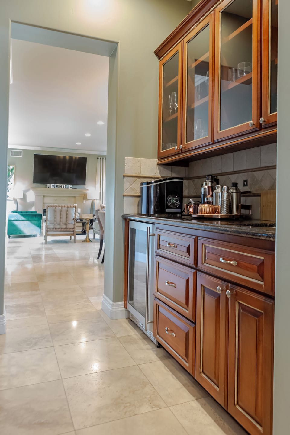 Galley with ice maker and wine fridge