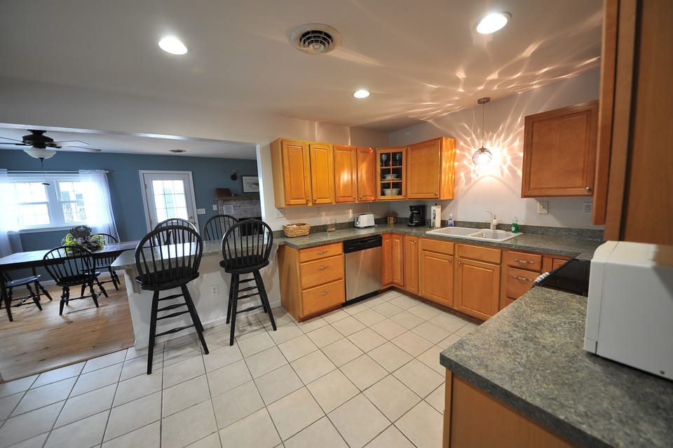 Kitchen open to dining room