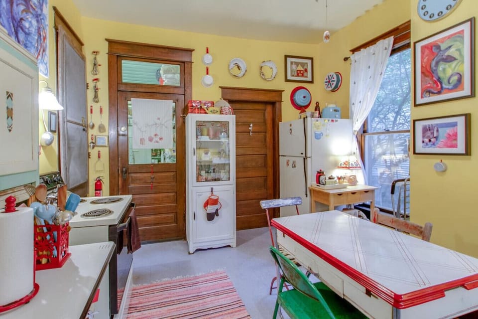 The vintage kitchen mixes retro charm with everything you need to cook in.