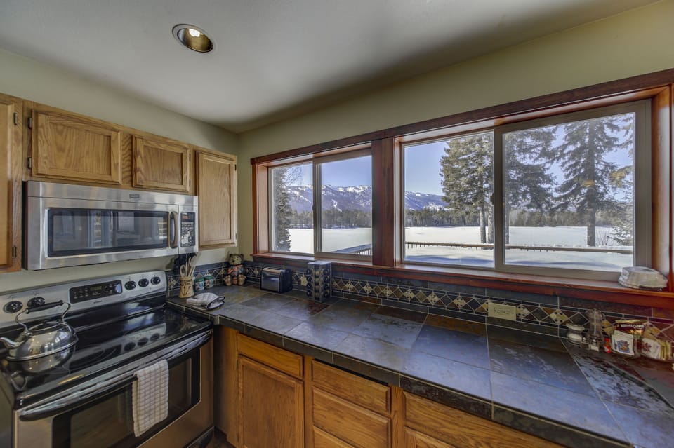 kitchen with lake views