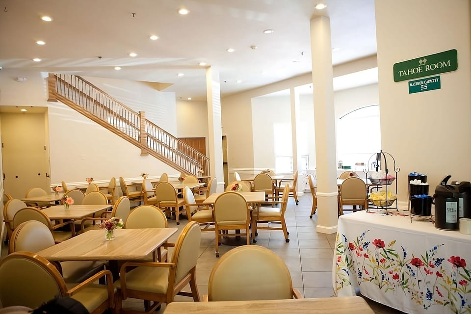 Sip fresh coffee and linger over breakfast in comfortable seating