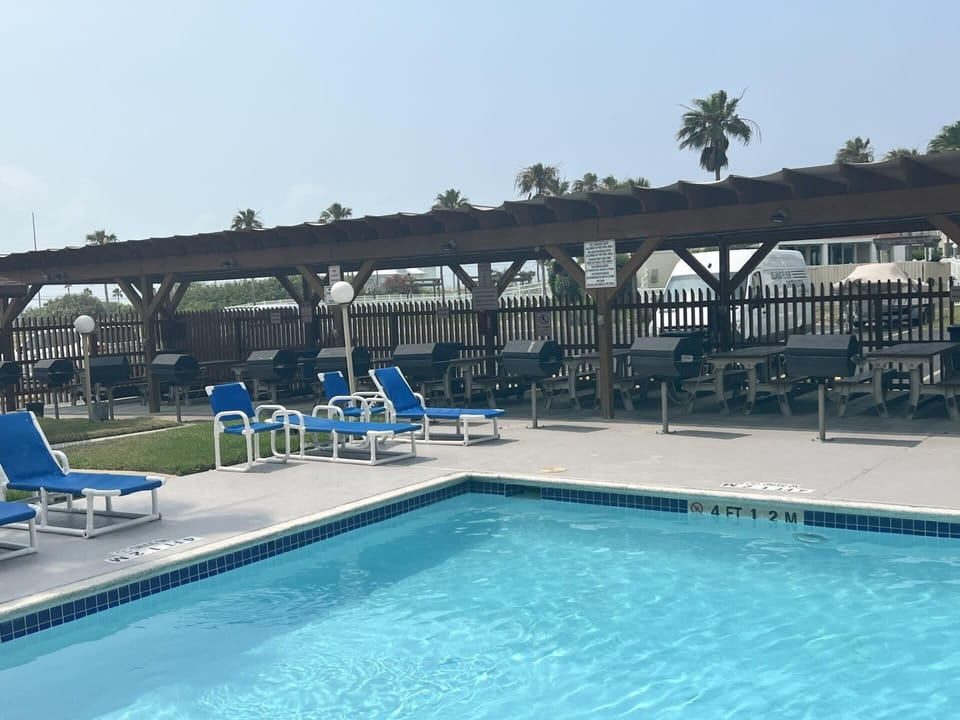 BBQ grills in pool area
