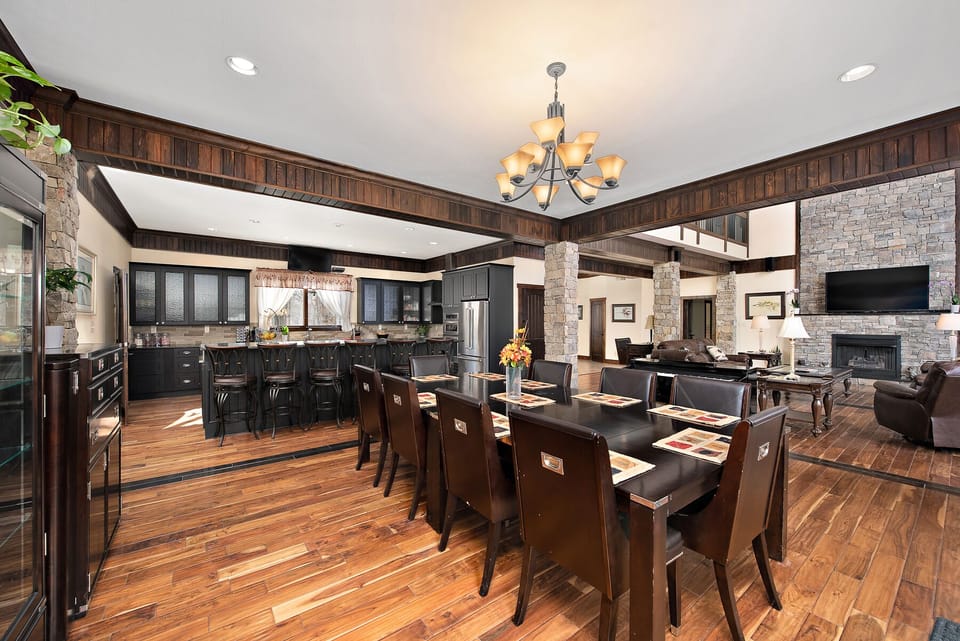 Dining and kitchen that can seat 16