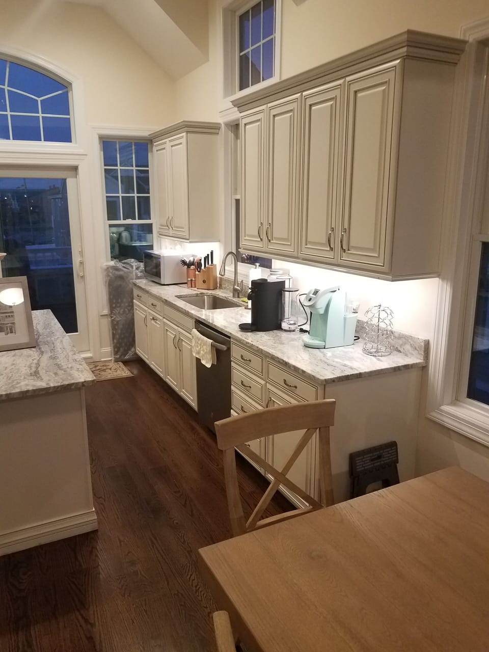 Kitchen looking north to third floor deck