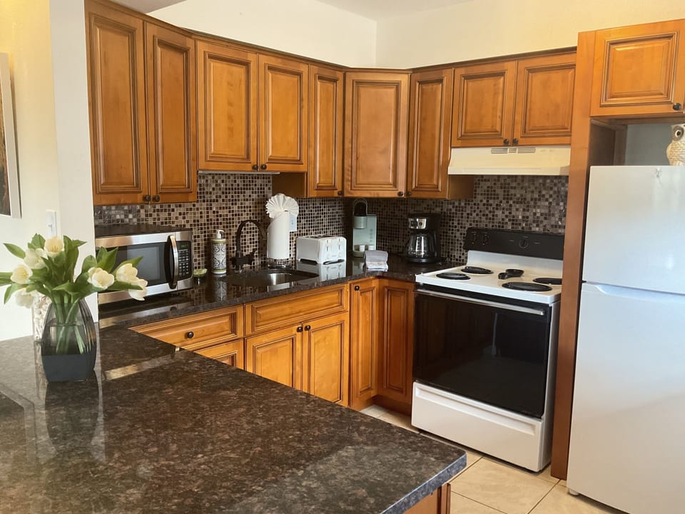 Fully equipped kitchen with all cooking and serving items