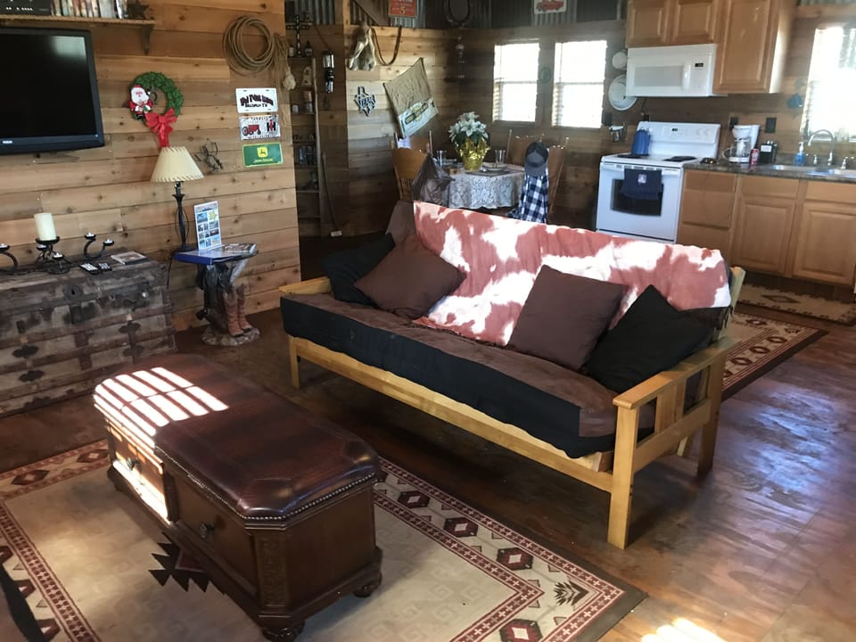 Living area. Includes 2 Fold out Foutons with super Comfy Mattresses