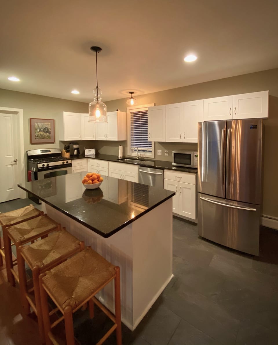 The kitchen with a large island