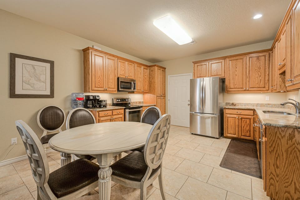 Kitchen in Barn dominium (water bottles not supplied)