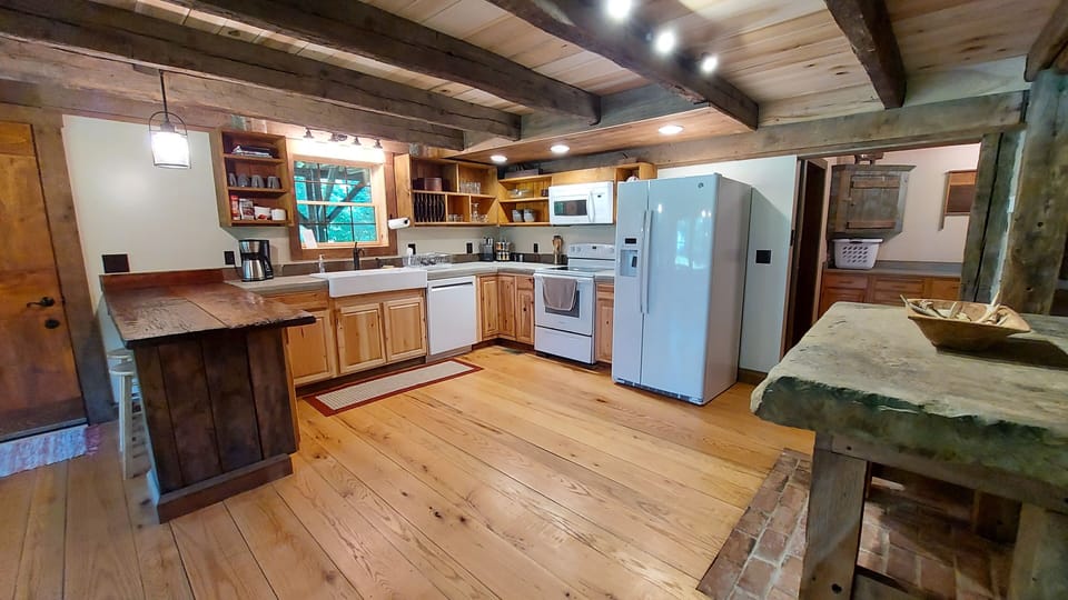 Large fully stocked kitchen.