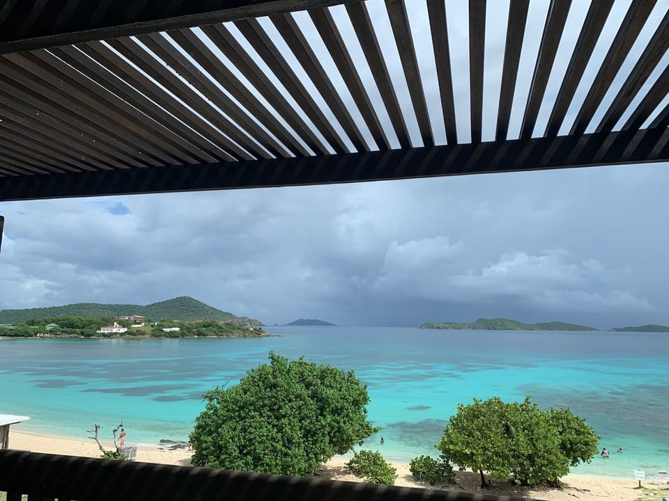 View on a cloudy day, first floor balcony.