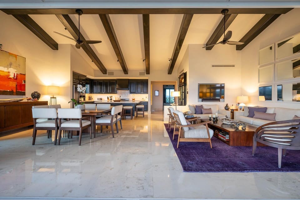 Ceiling fans and natural airflow for a breezy stay