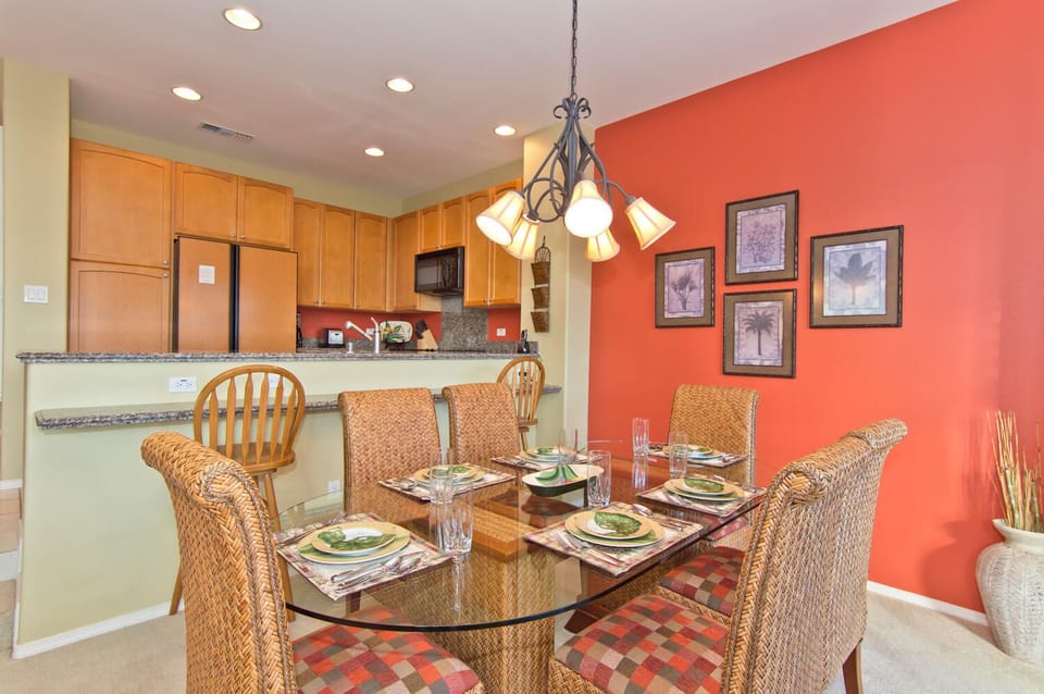 Dining area with glass top table