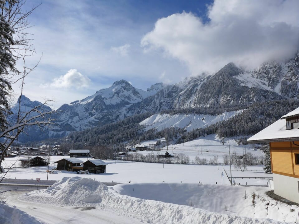 Cloud, Sky, Mountain, Snow, Window, Building, Slope, Highland, Tree, House