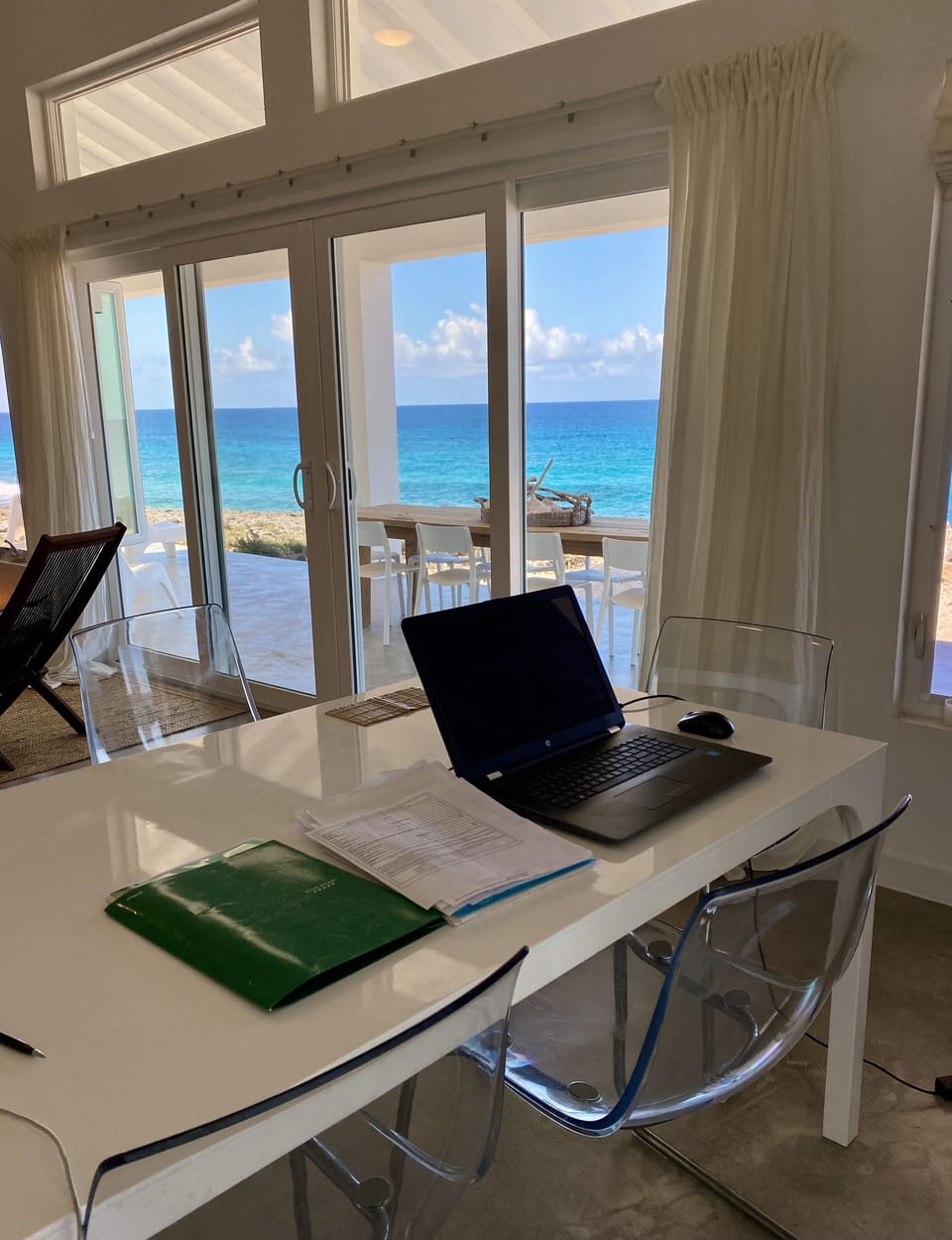 Neat office away from home, WiFi is adequate to hold video and voice telecons