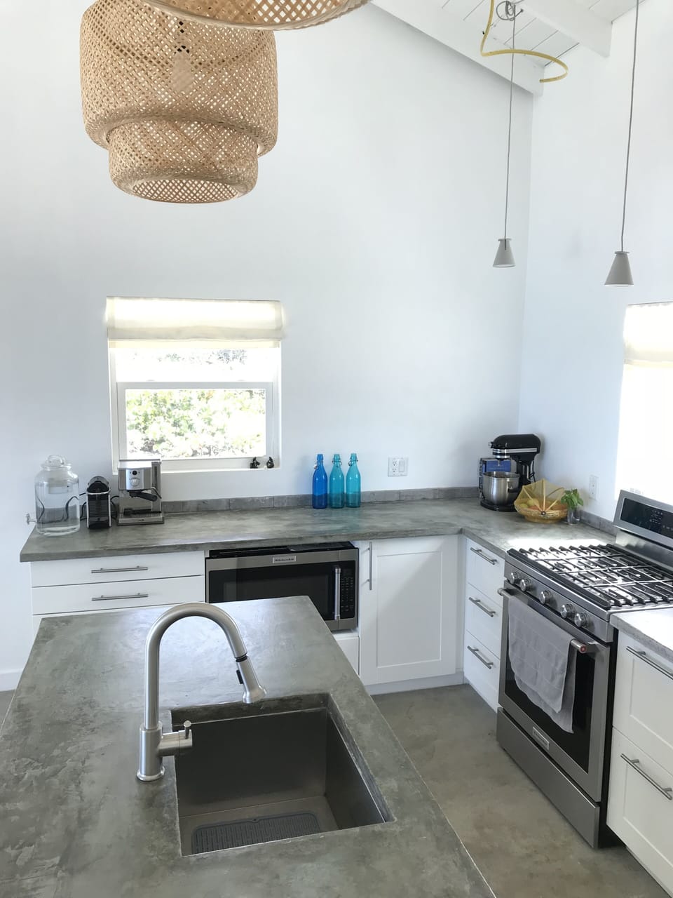 Kitchen and island area